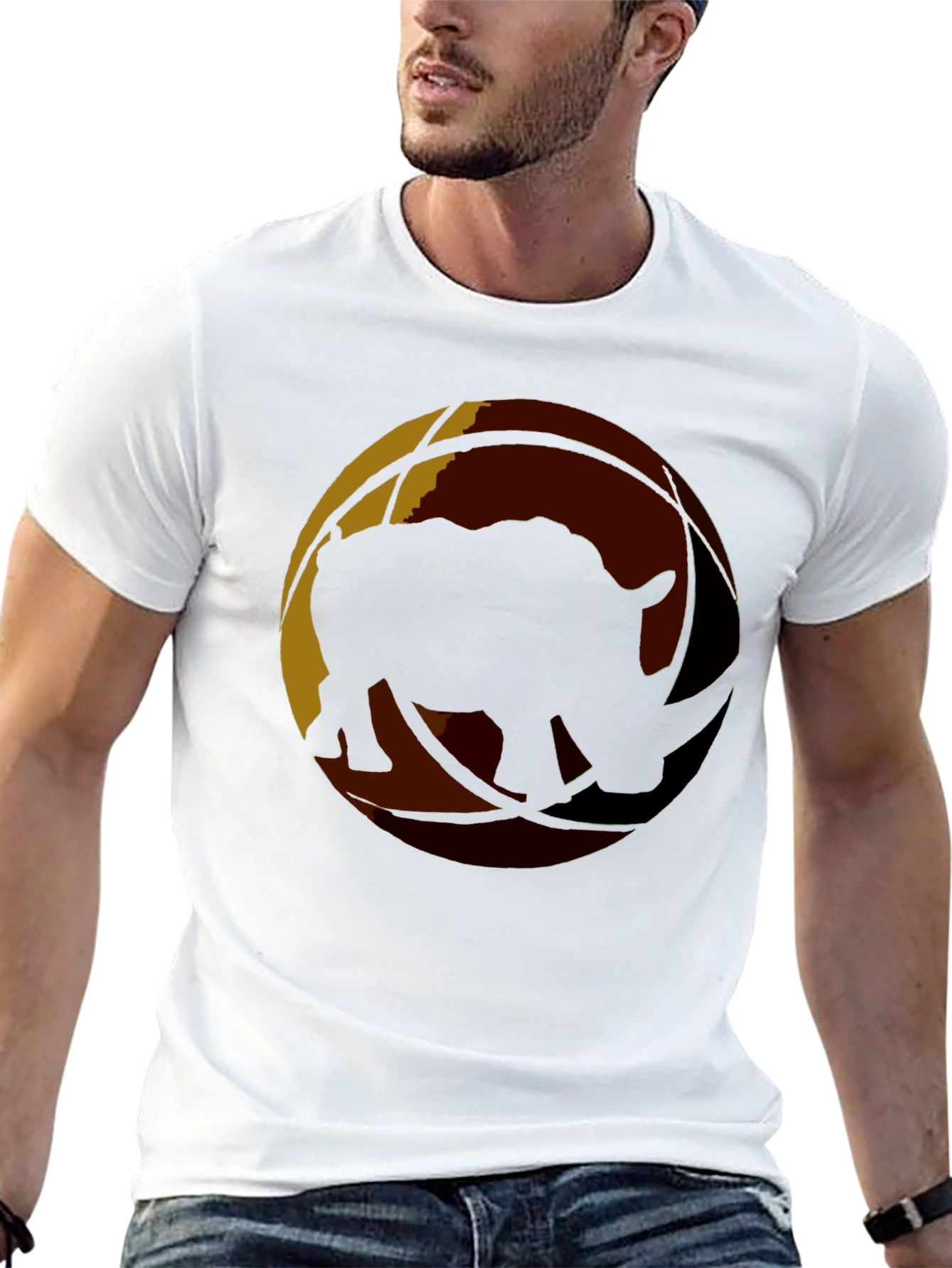 Rhino Silhouette Graphic Black T-Shirt