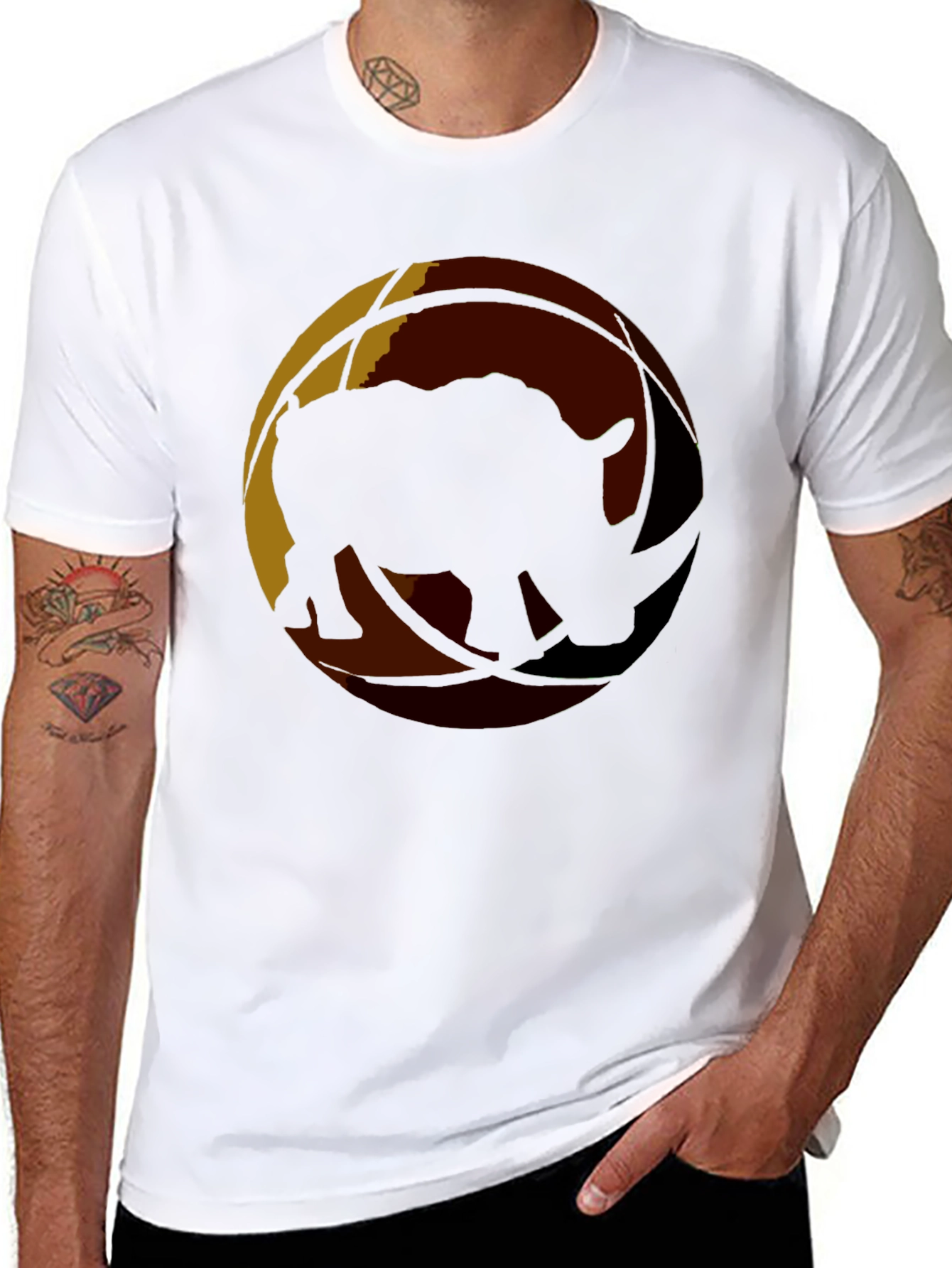 Rhino Silhouette Graphic Black T-Shirt