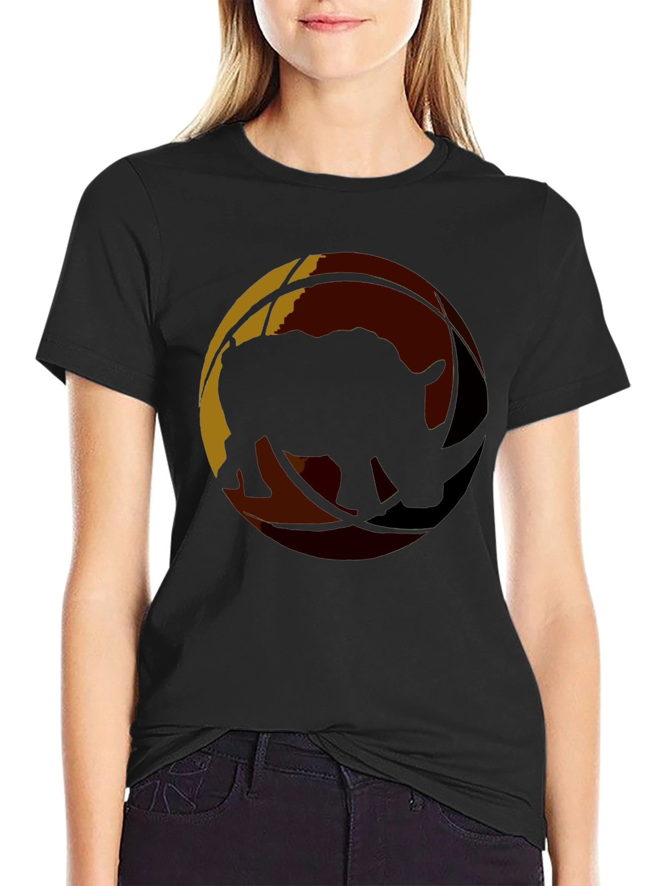 Rhino Silhouette Graphic Black T-Shirt