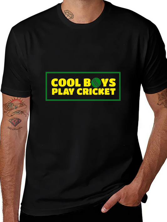 Cool Boys Play Cricket Graphic T-Shirt