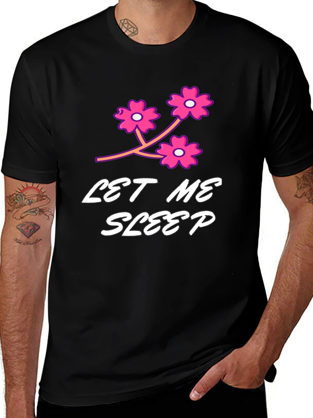 Let Me Sleep Black Graphic T-Shirt