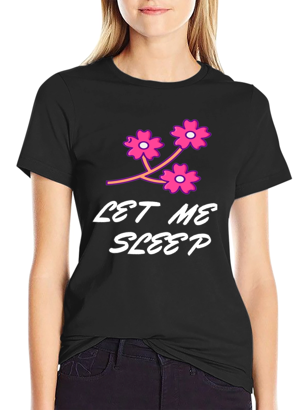 Let Me Sleep Black Graphic T-Shirt