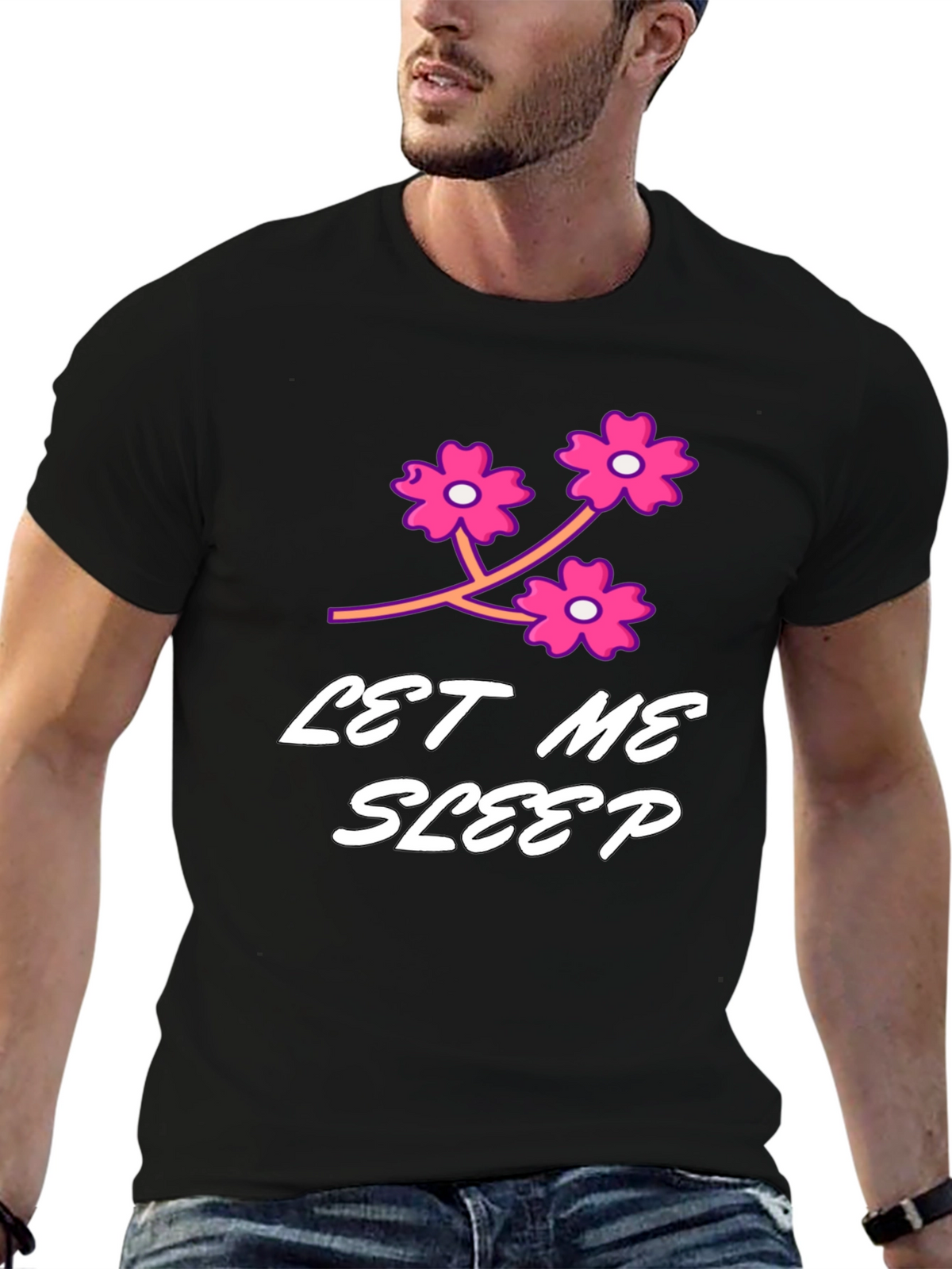 Let Me Sleep Black Graphic T-Shirt