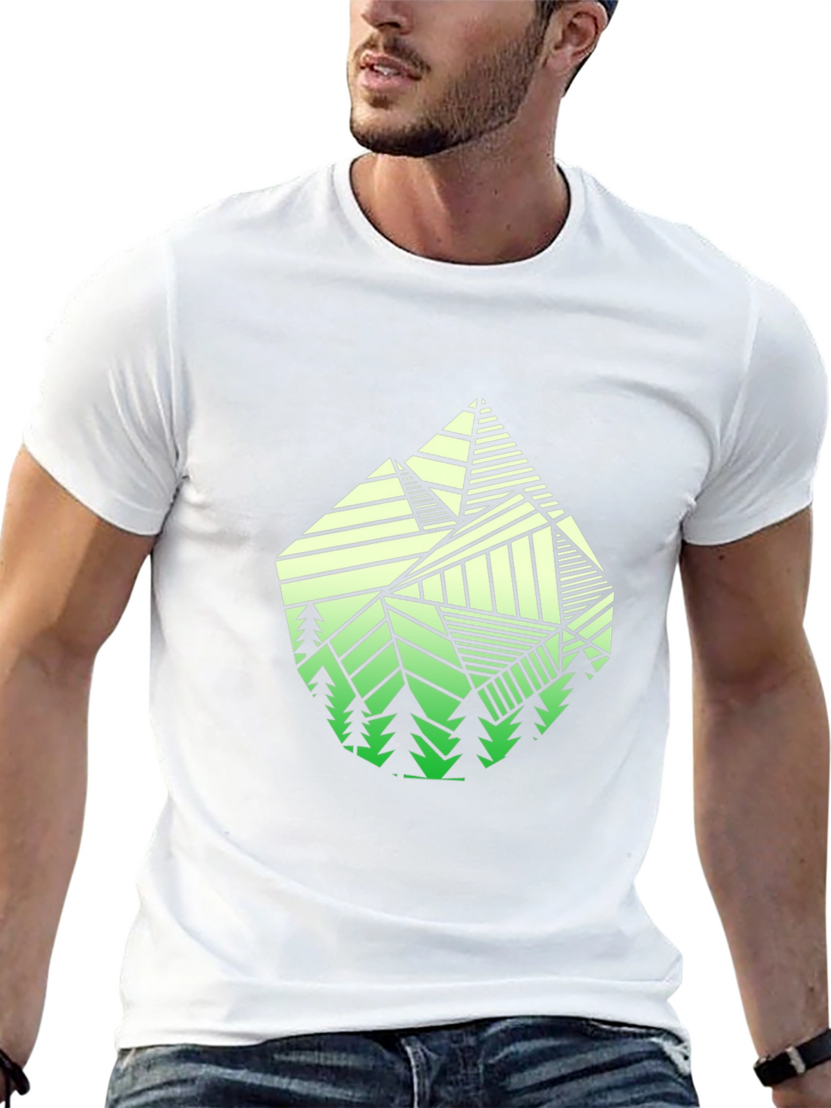 Geometric Mountain T-Shirt - Nature Inspired Design