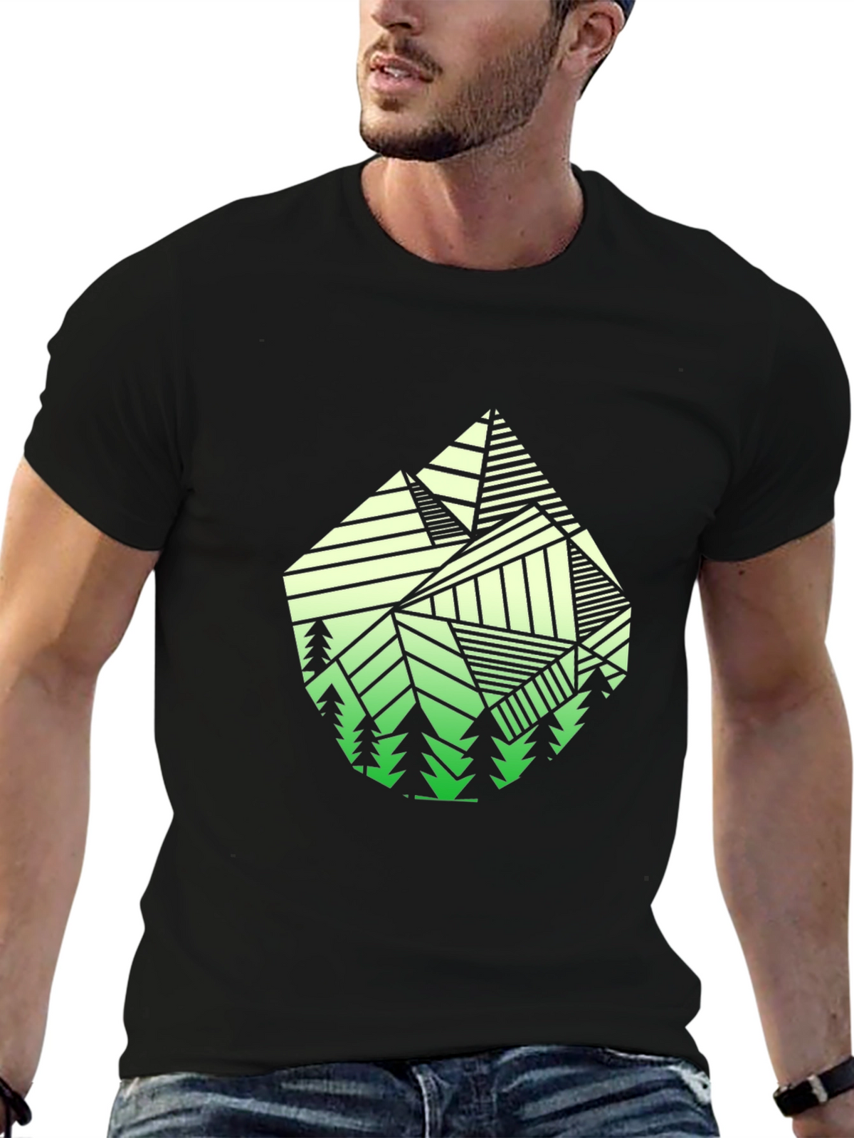 Geometric Mountain T-Shirt - Nature Inspired Design