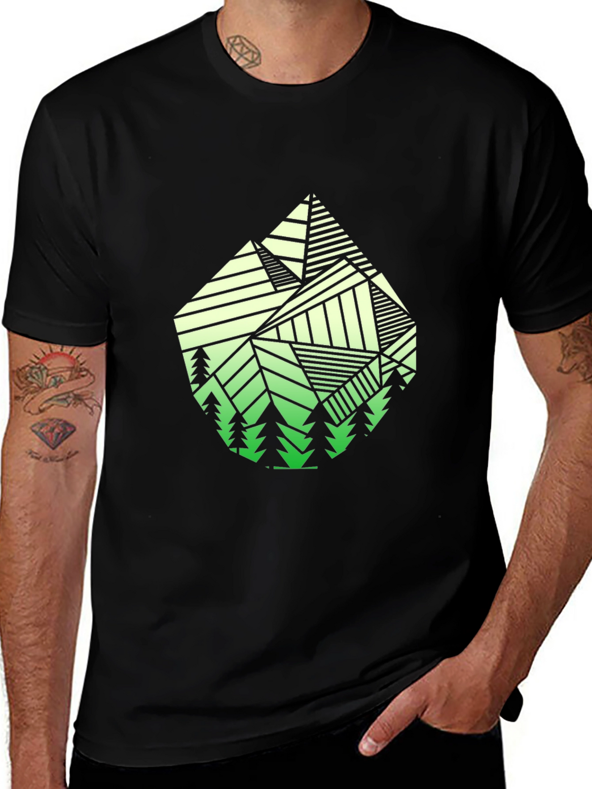Geometric Mountain T-Shirt - Nature Inspired Design