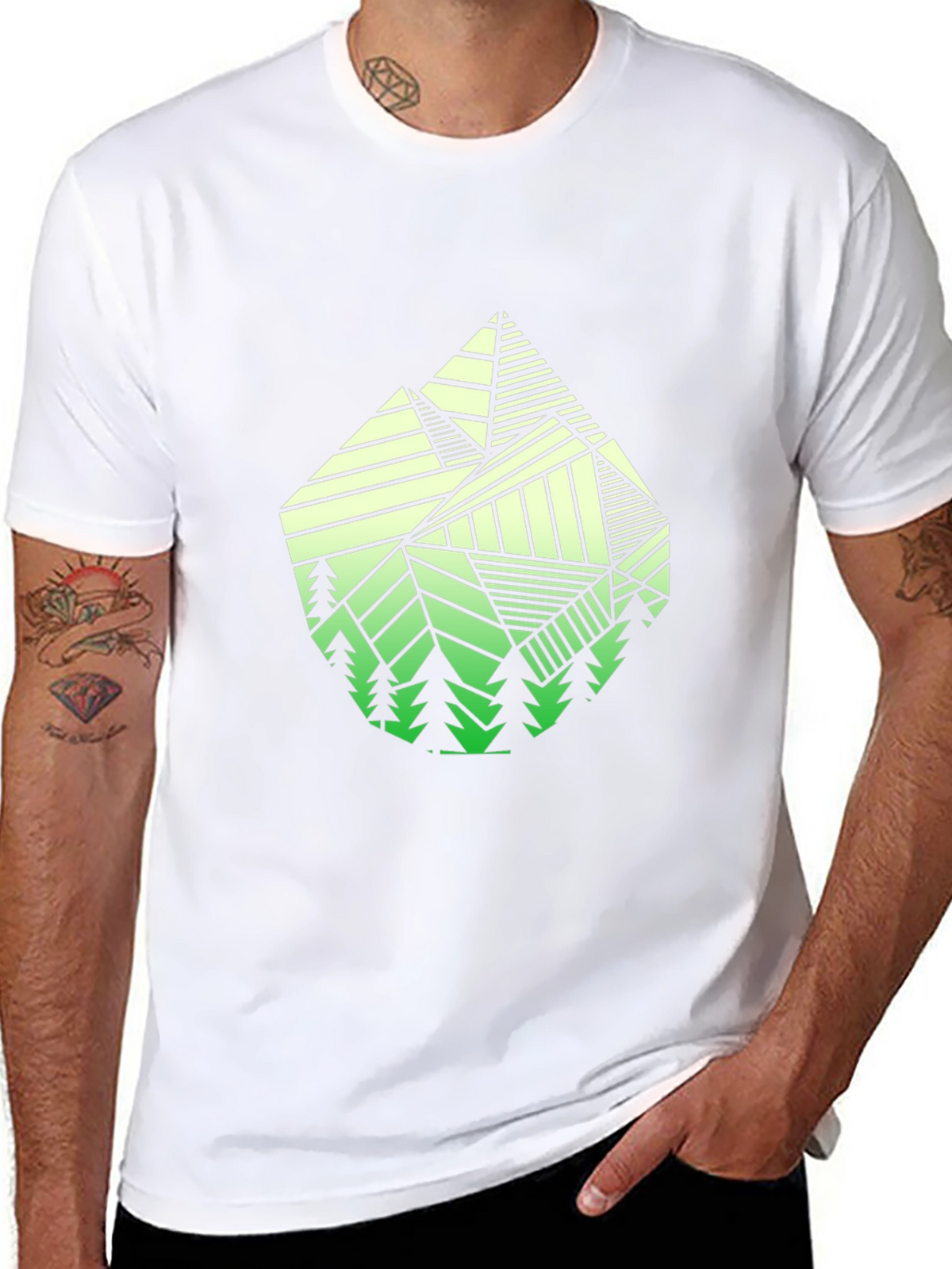 Geometric Mountain T-Shirt - Nature Inspired Design
