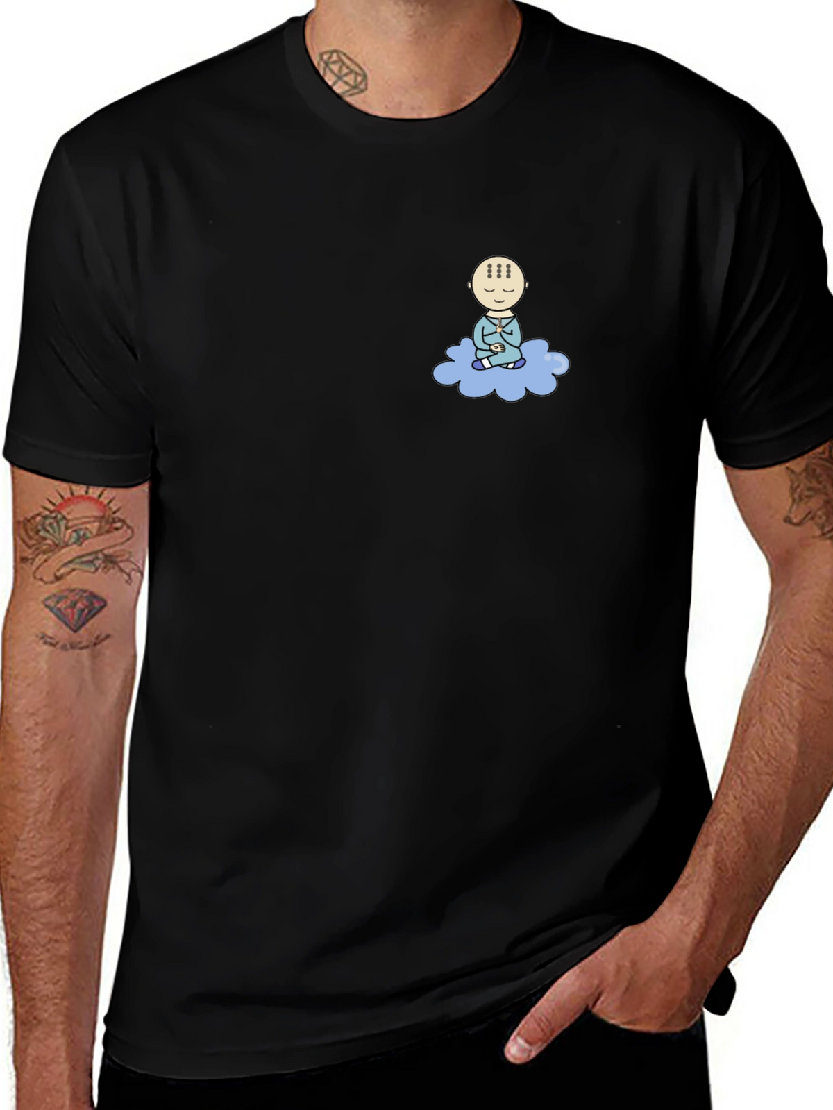 Meditating Baby Cloud Black T-Shirt