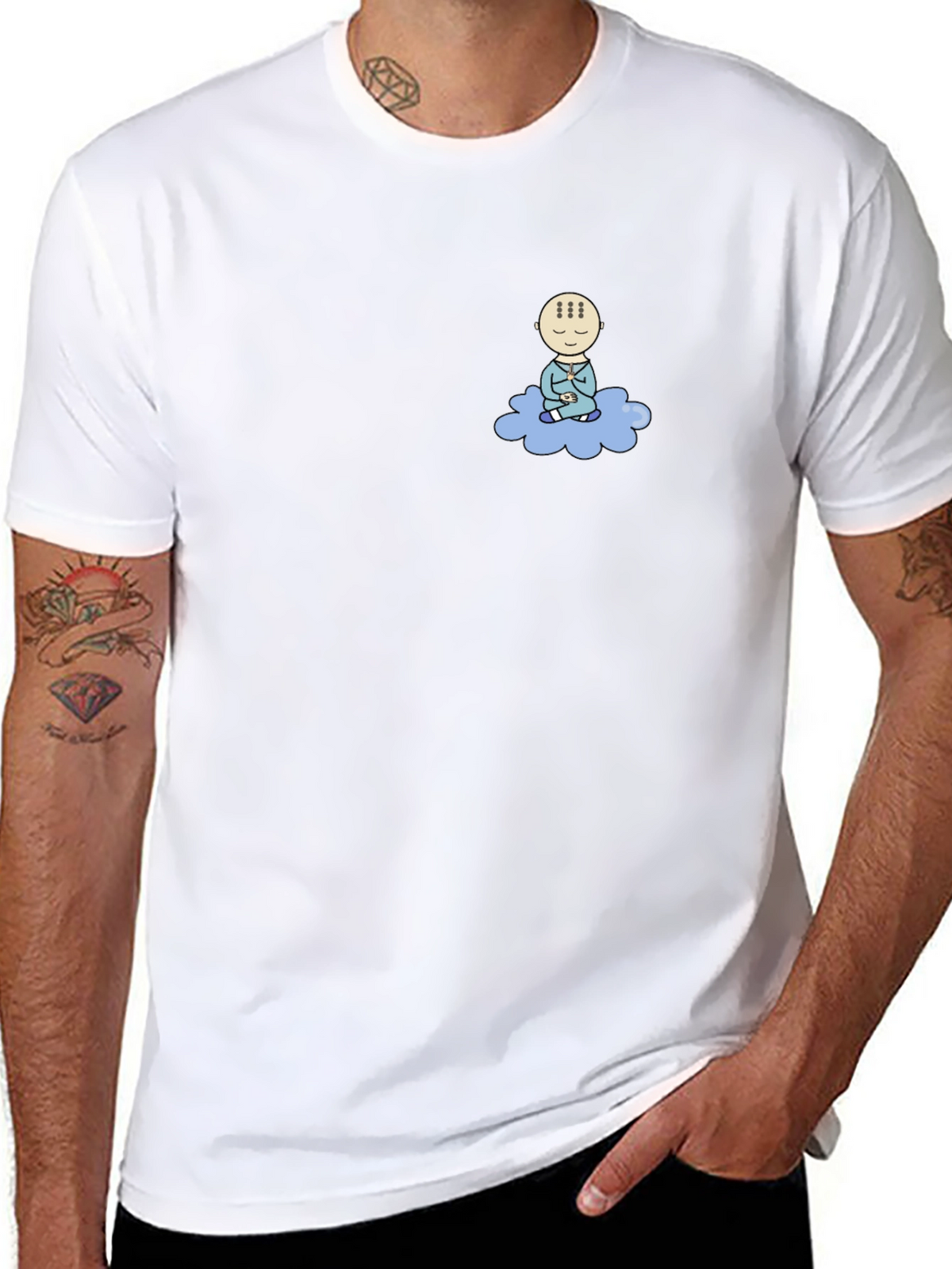 Meditating Baby Cloud Black T-Shirt