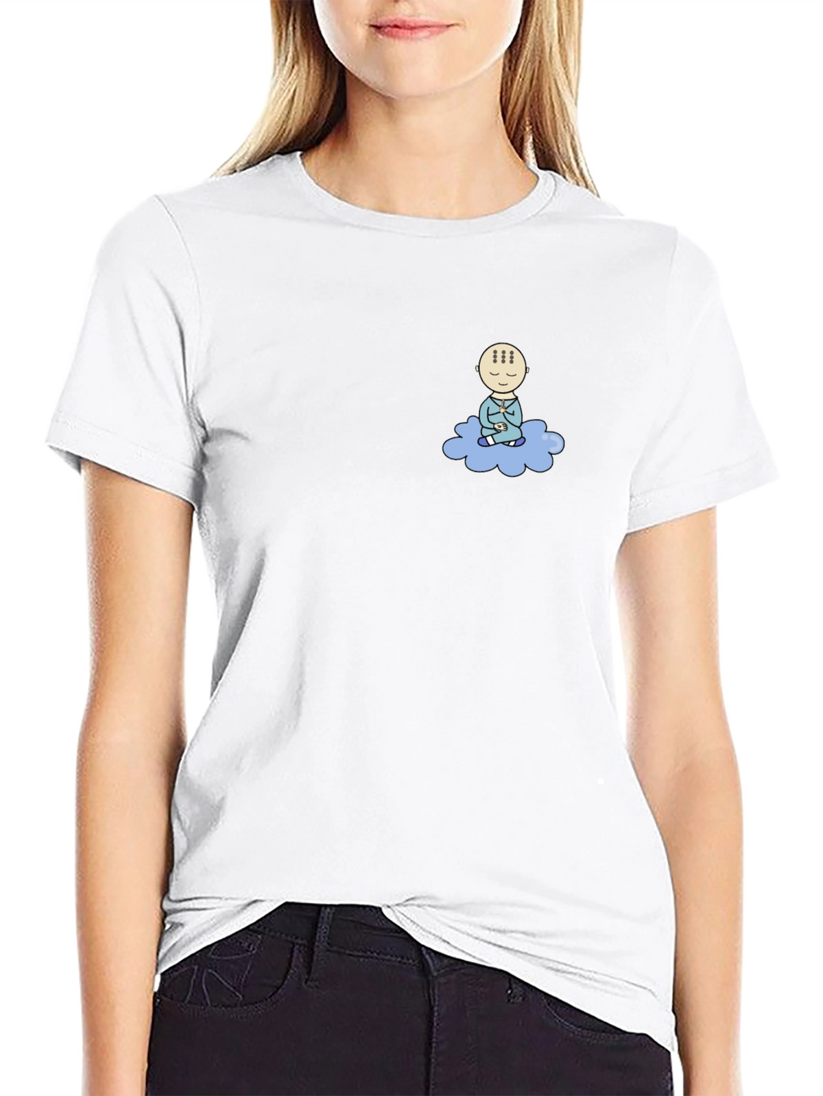 Meditating Baby Cloud Black T-Shirt