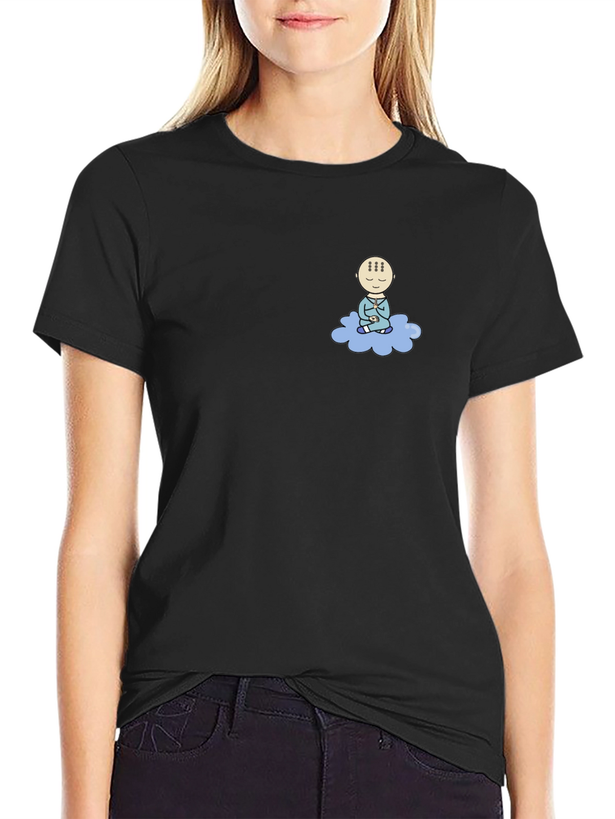 Meditating Baby Cloud Black T-Shirt