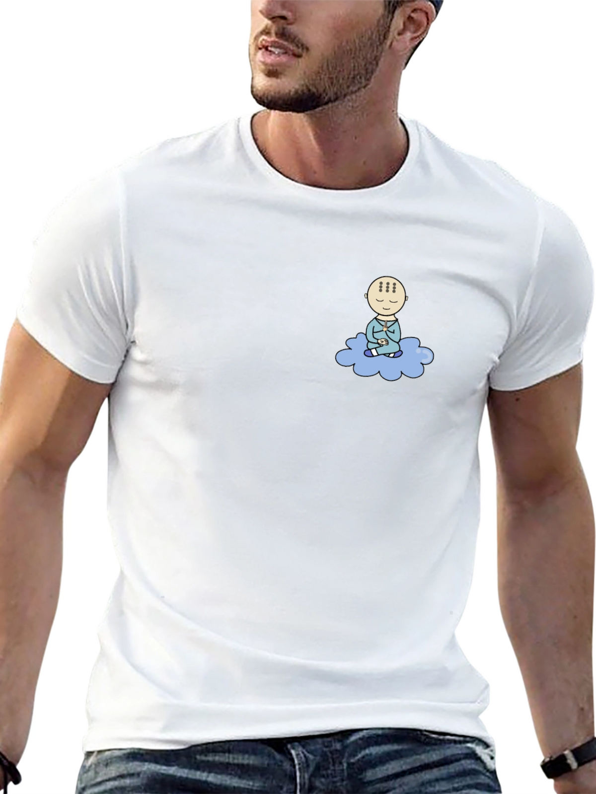 Meditating Baby Cloud Black T-Shirt