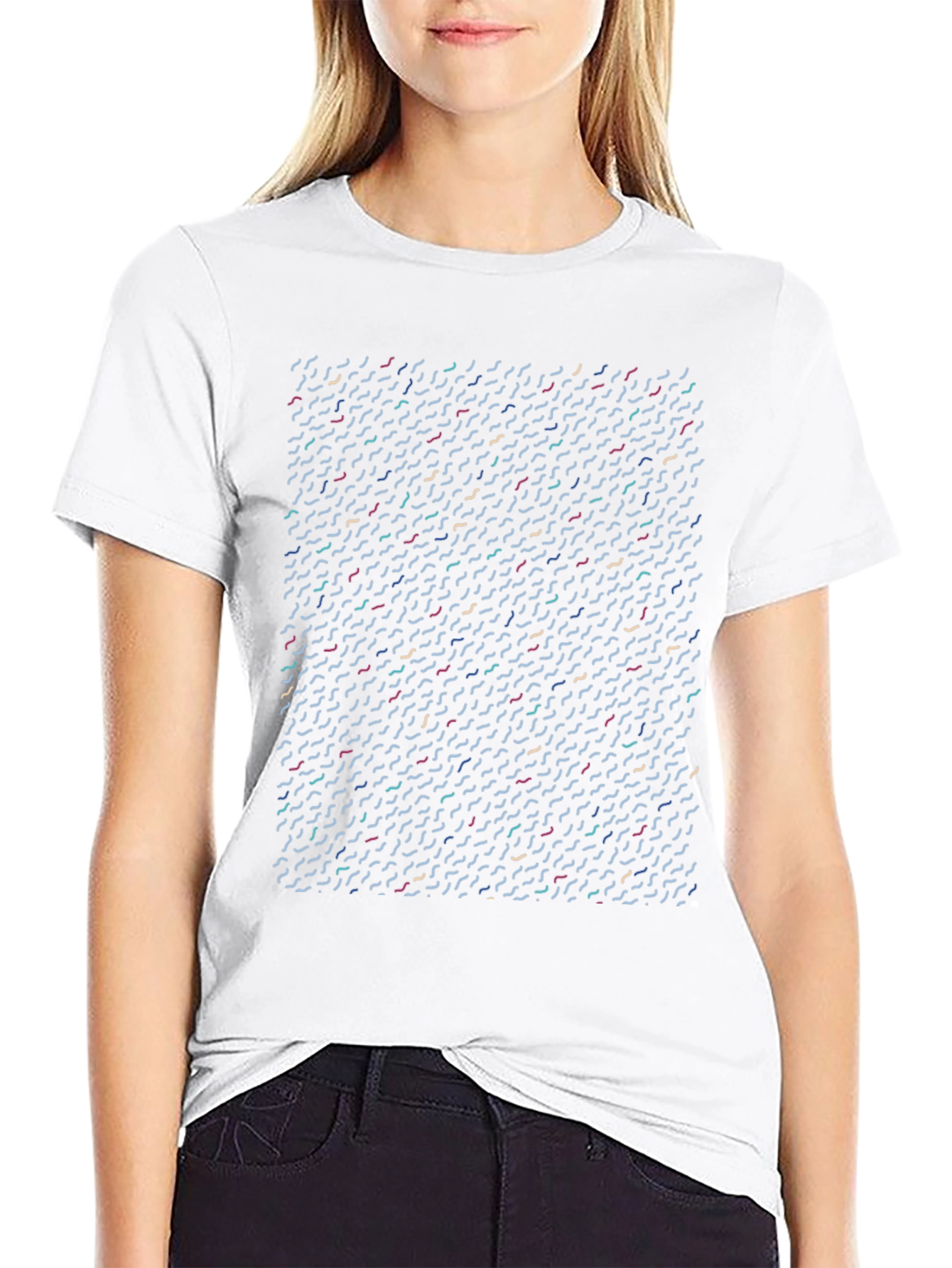 Abstract Line Pattern Black T-Shirt