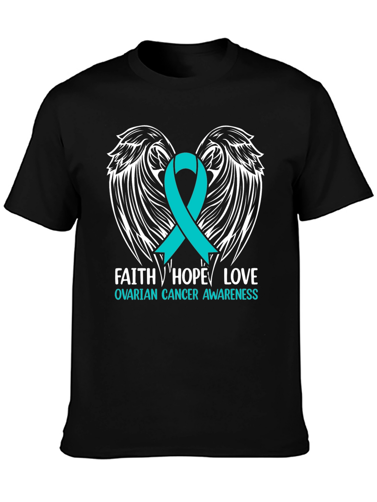 Ovarian Cancer Awareness T-Shirt - Faith Hope Love
