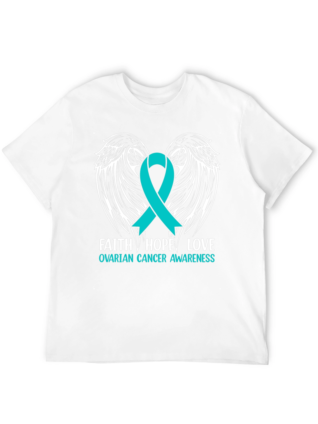 Ovarian Cancer Awareness T-Shirt - Faith Hope Love
