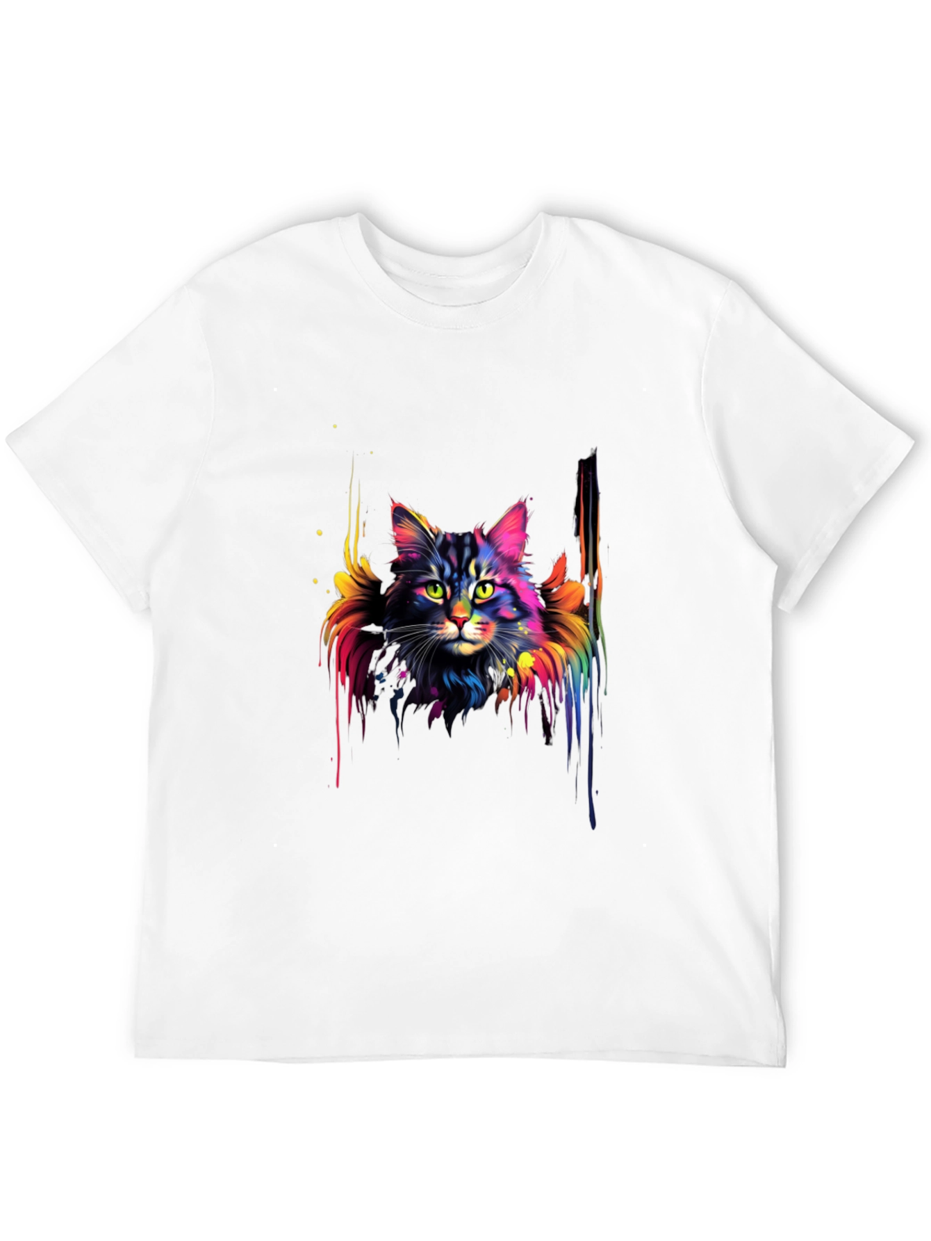 Rainbow Cat Graphic Black T-Shirt
