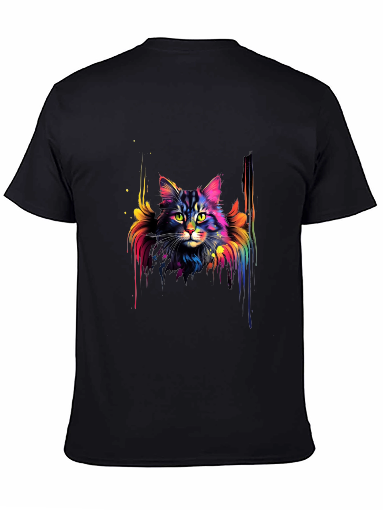 Rainbow Cat Graphic Black T-Shirt