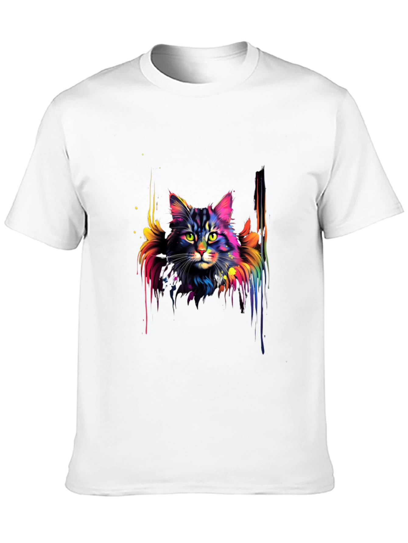 Rainbow Cat Graphic Black T-Shirt