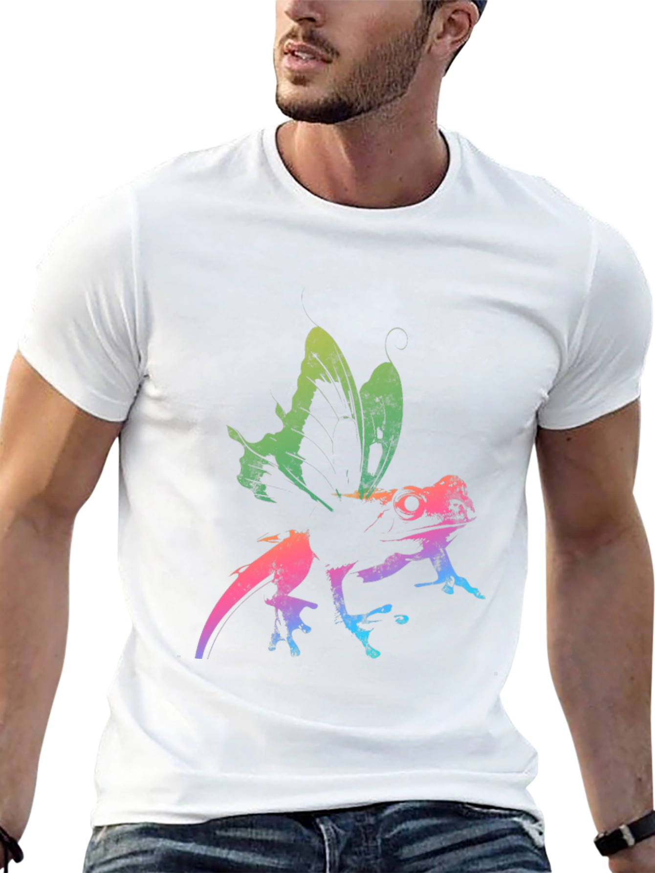 Rainbow Frog Butterfly Graphic Tee