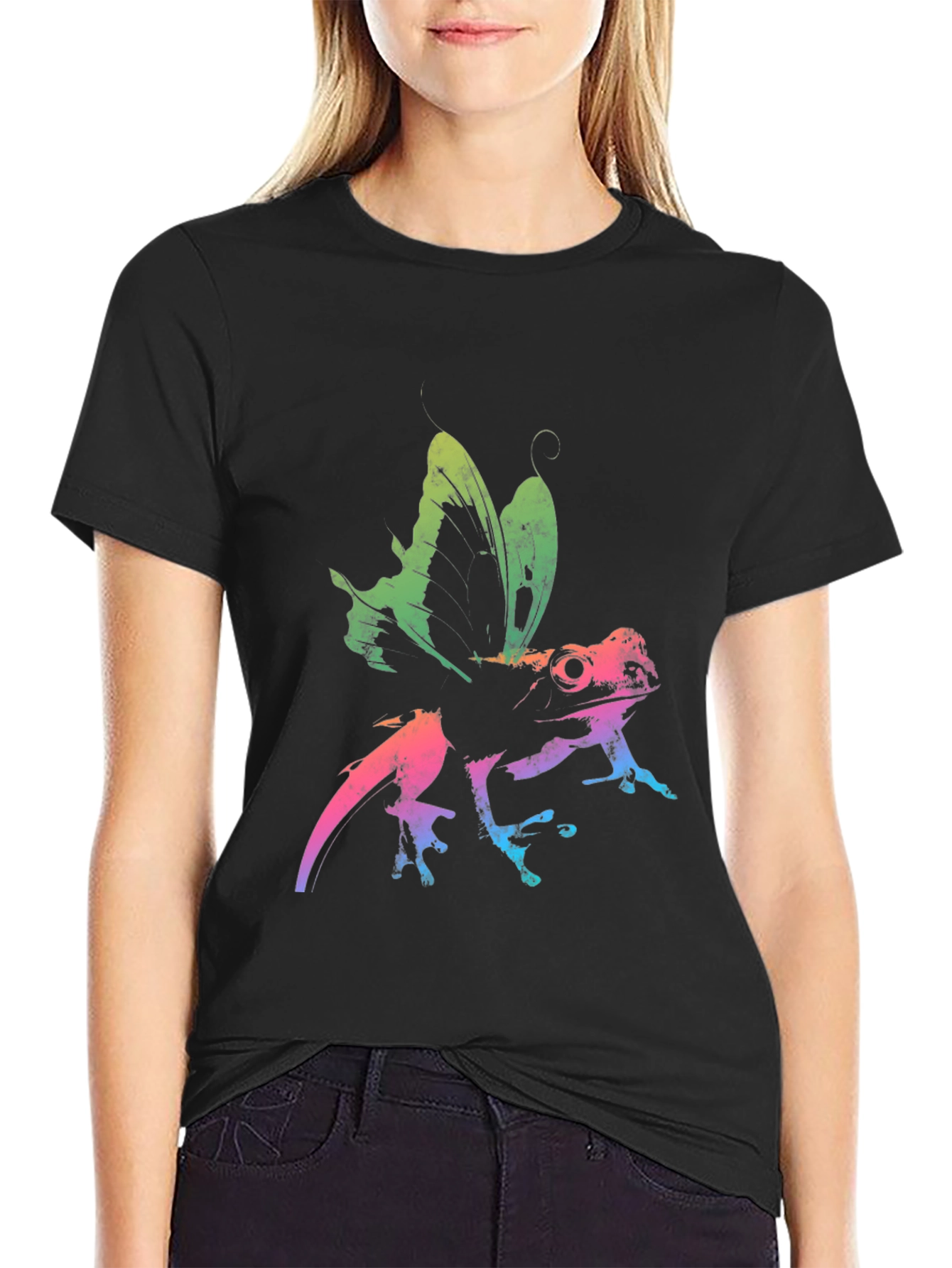 Rainbow Frog Butterfly Graphic Tee