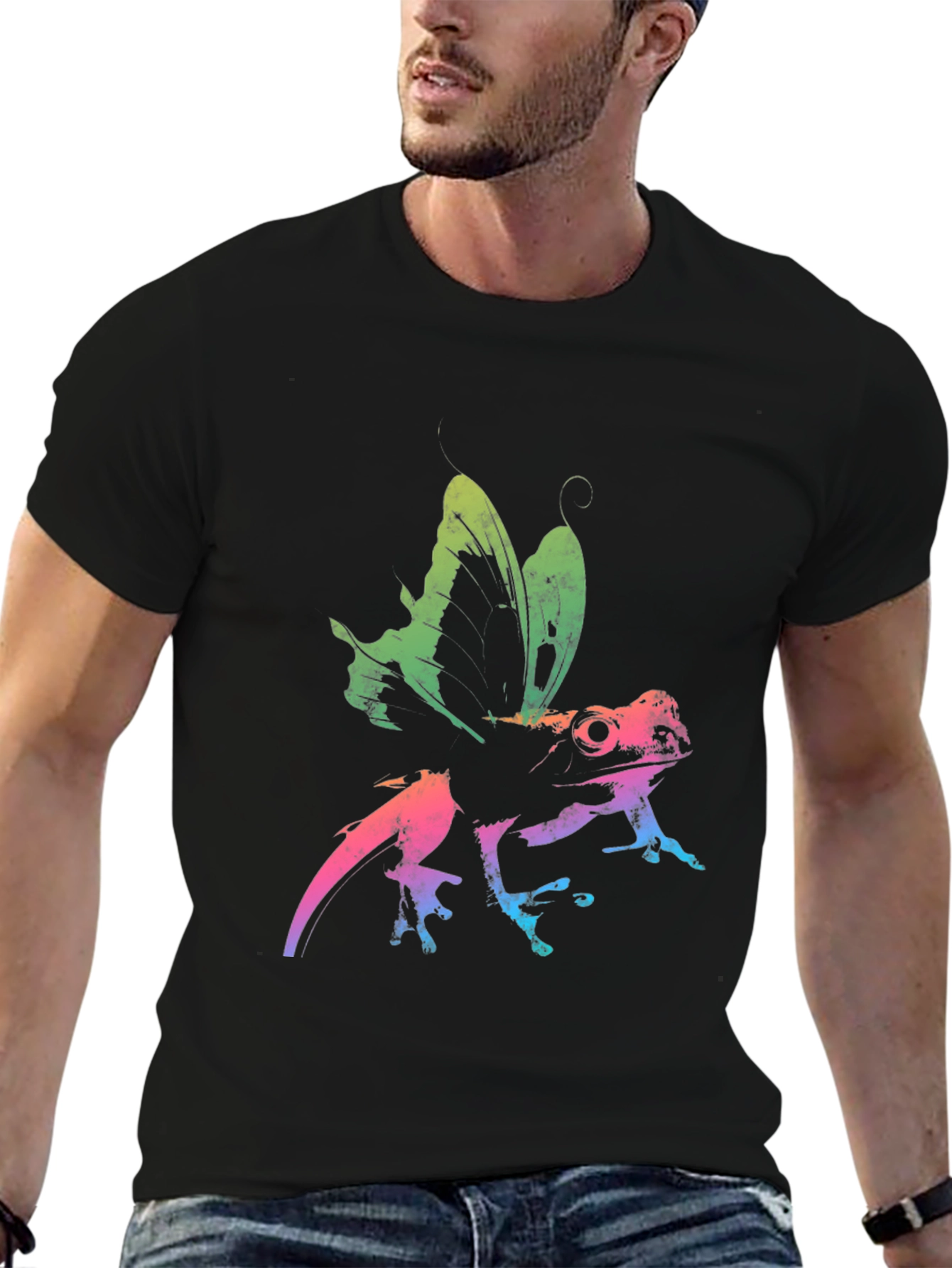 Rainbow Frog Butterfly Graphic Tee