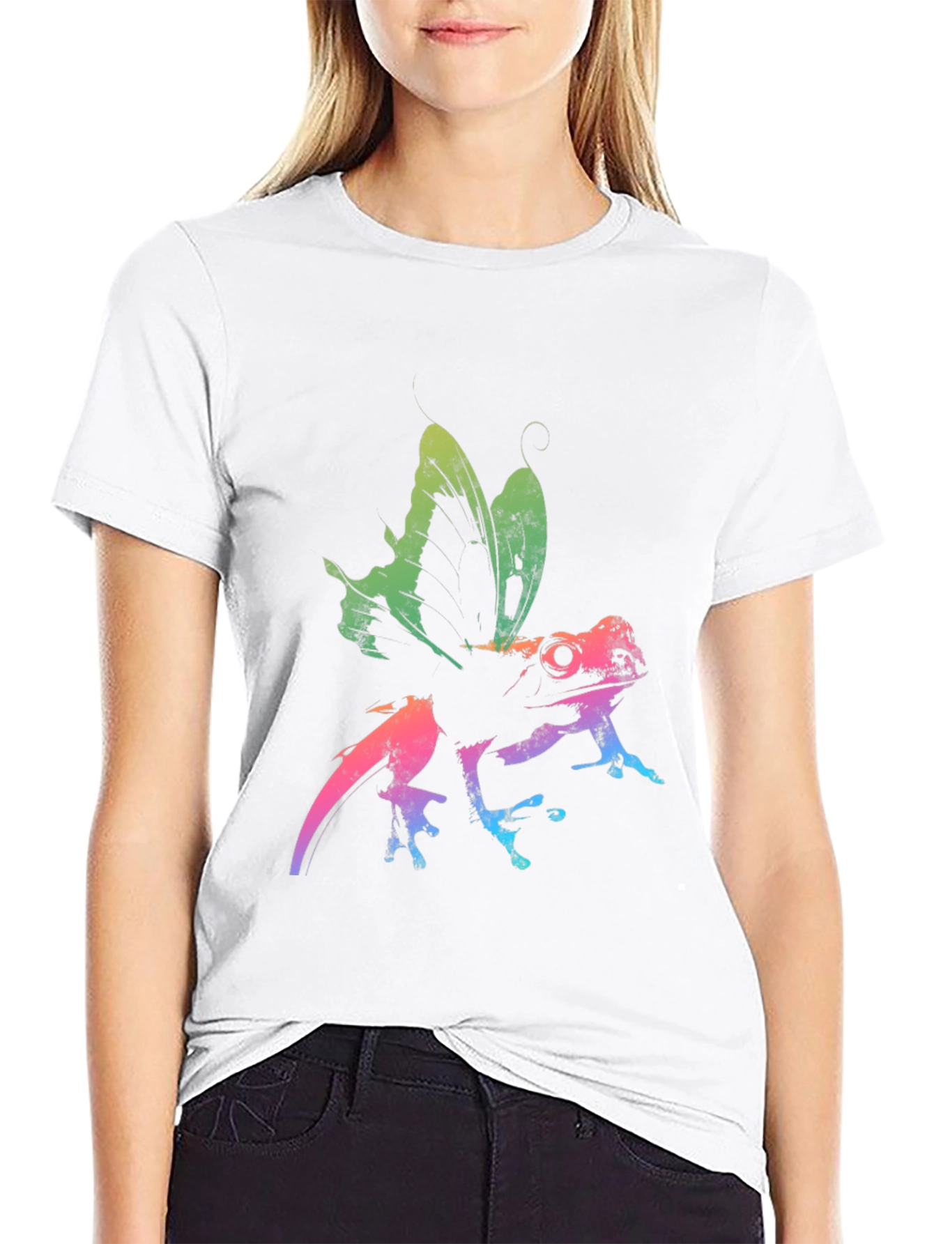 Rainbow Frog Butterfly Graphic Tee