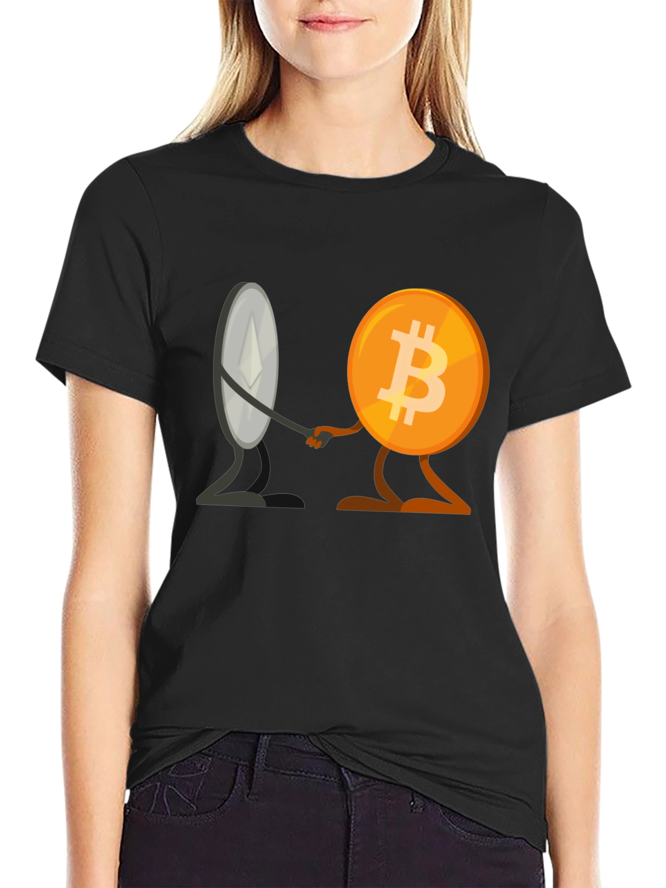 Crypto Collaboration T-Shirt - Bitcoin & Ethereum Unite!