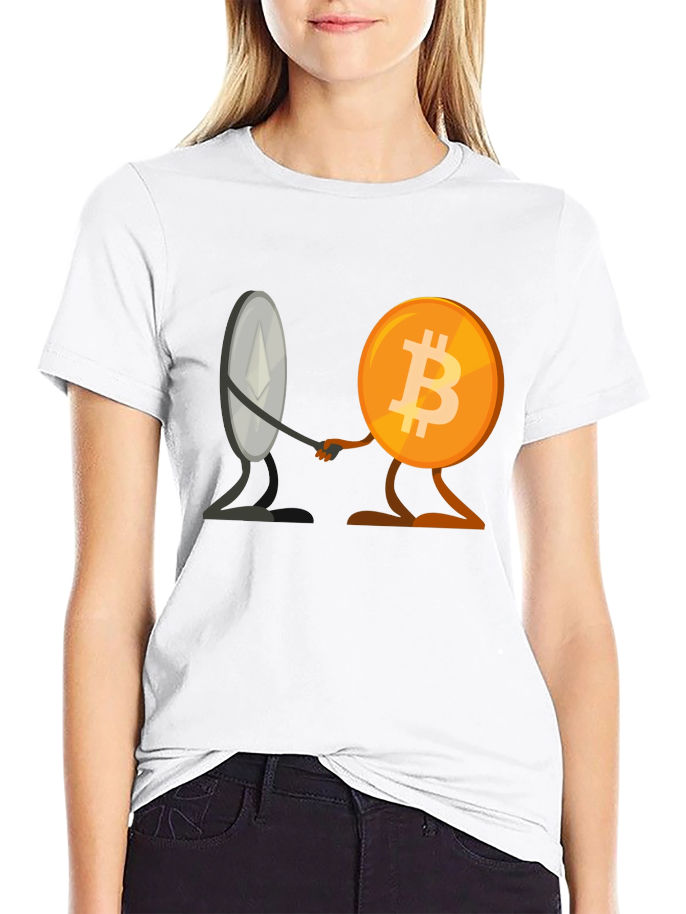 Crypto Collaboration T-Shirt - Bitcoin & Ethereum Unite!