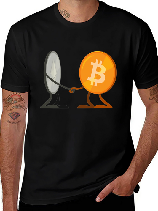 Crypto Collaboration T-Shirt - Bitcoin & Ethereum Unite!