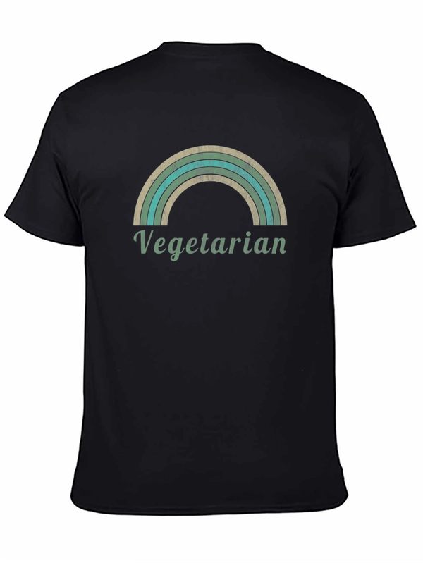 Vegetarian Rainbow Graphic T-Shirt - Unisex Black Tee