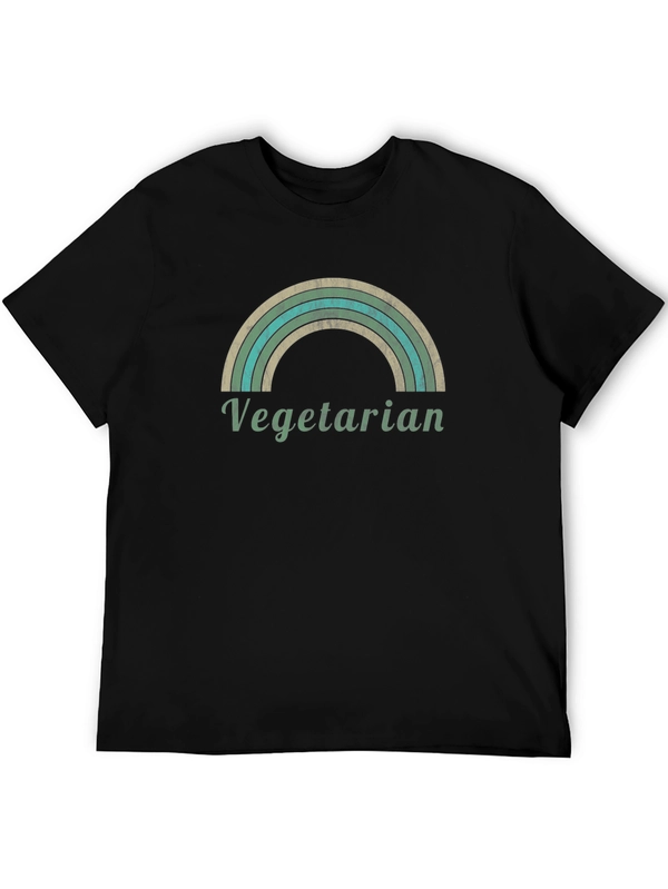 Vegetarian Rainbow Graphic T-Shirt - Unisex Black Tee