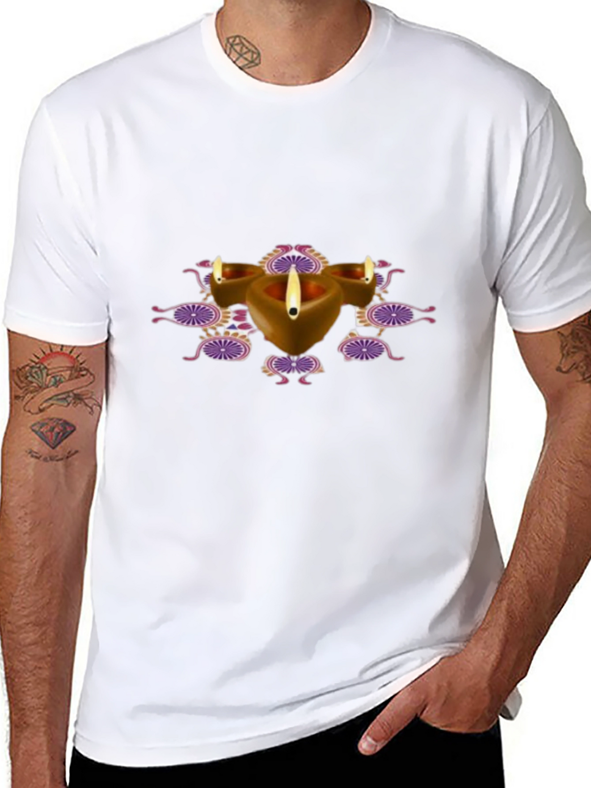 Diwali Diya Graphic Black T-Shirt
