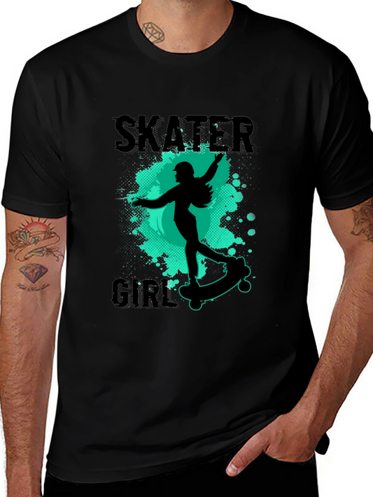 Skater Girl Graphic Tee - Black Casual T-Shirt