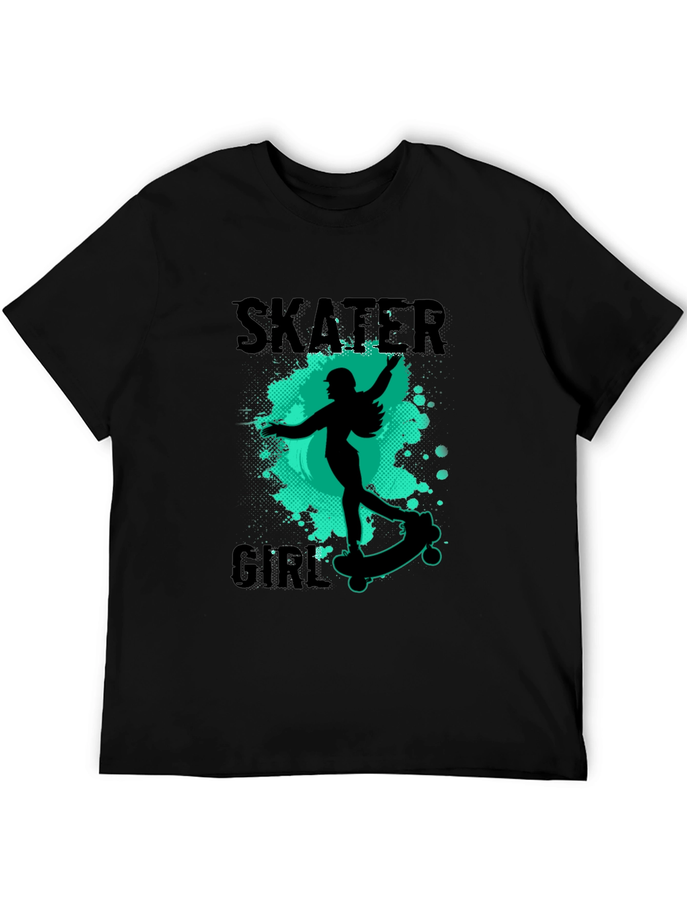 Skater Girl Graphic Tee - Black Casual T-Shirt