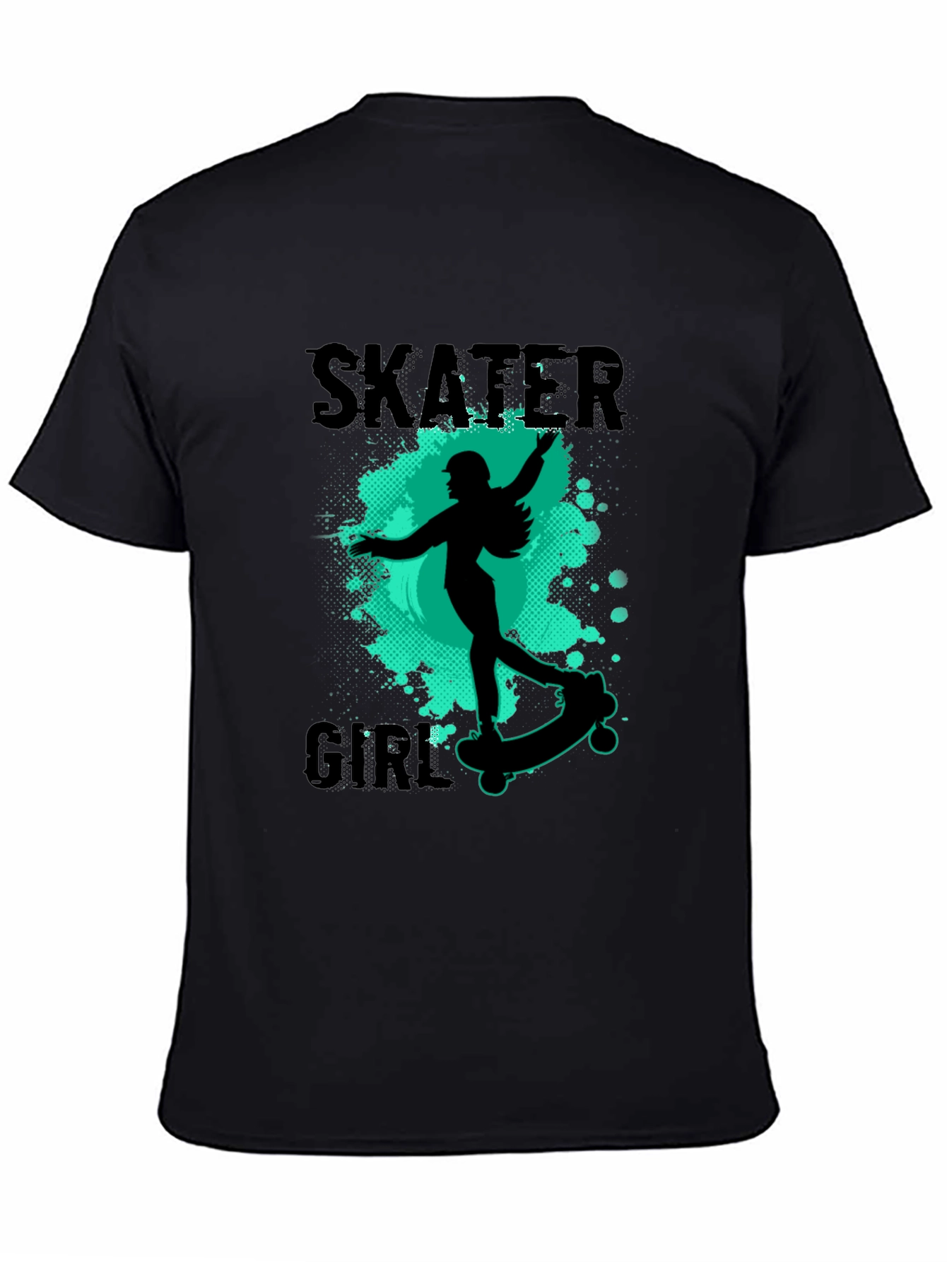 Skater Girl Graphic Tee - Black Casual T-Shirt