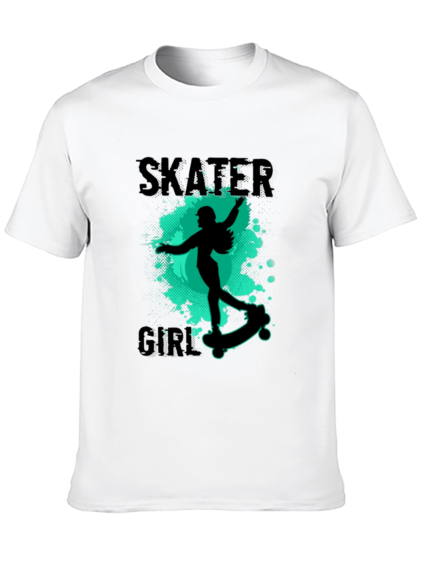 Skater Girl Graphic Tee - Black Casual T-Shirt