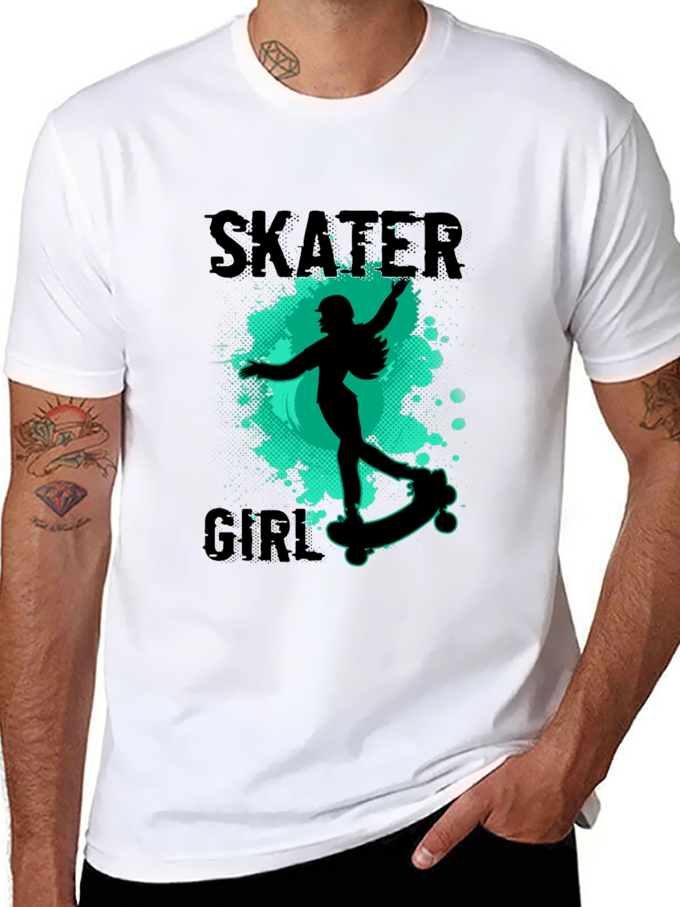 Skater Girl Graphic Tee - Black Casual T-Shirt