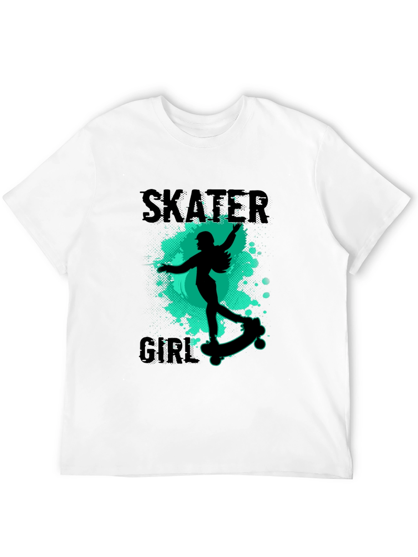 Skater Girl Graphic Tee - Black Casual T-Shirt