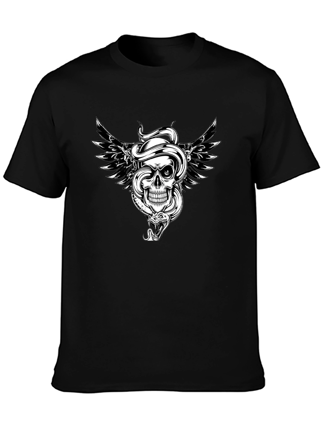Skull Snake Wings Graphic Tee - Edgy Style