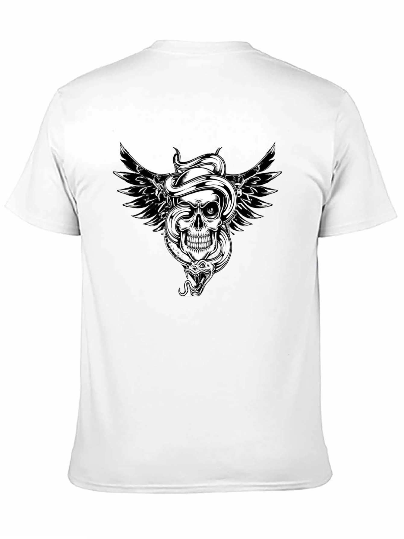 Skull Snake Wings Graphic Tee - Edgy Style