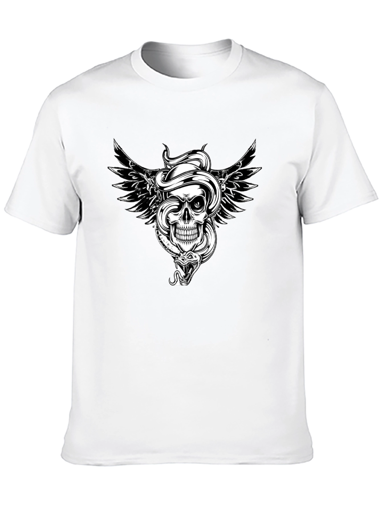 Skull Snake Wings Graphic Tee - Edgy Style