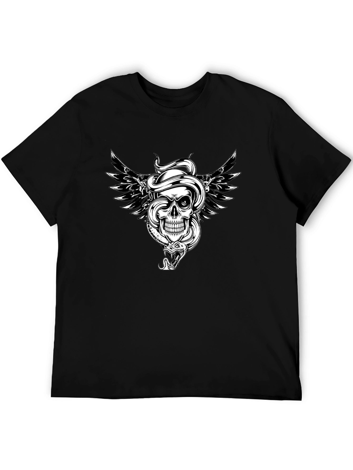 Skull Snake Wings Graphic Tee - Edgy Style