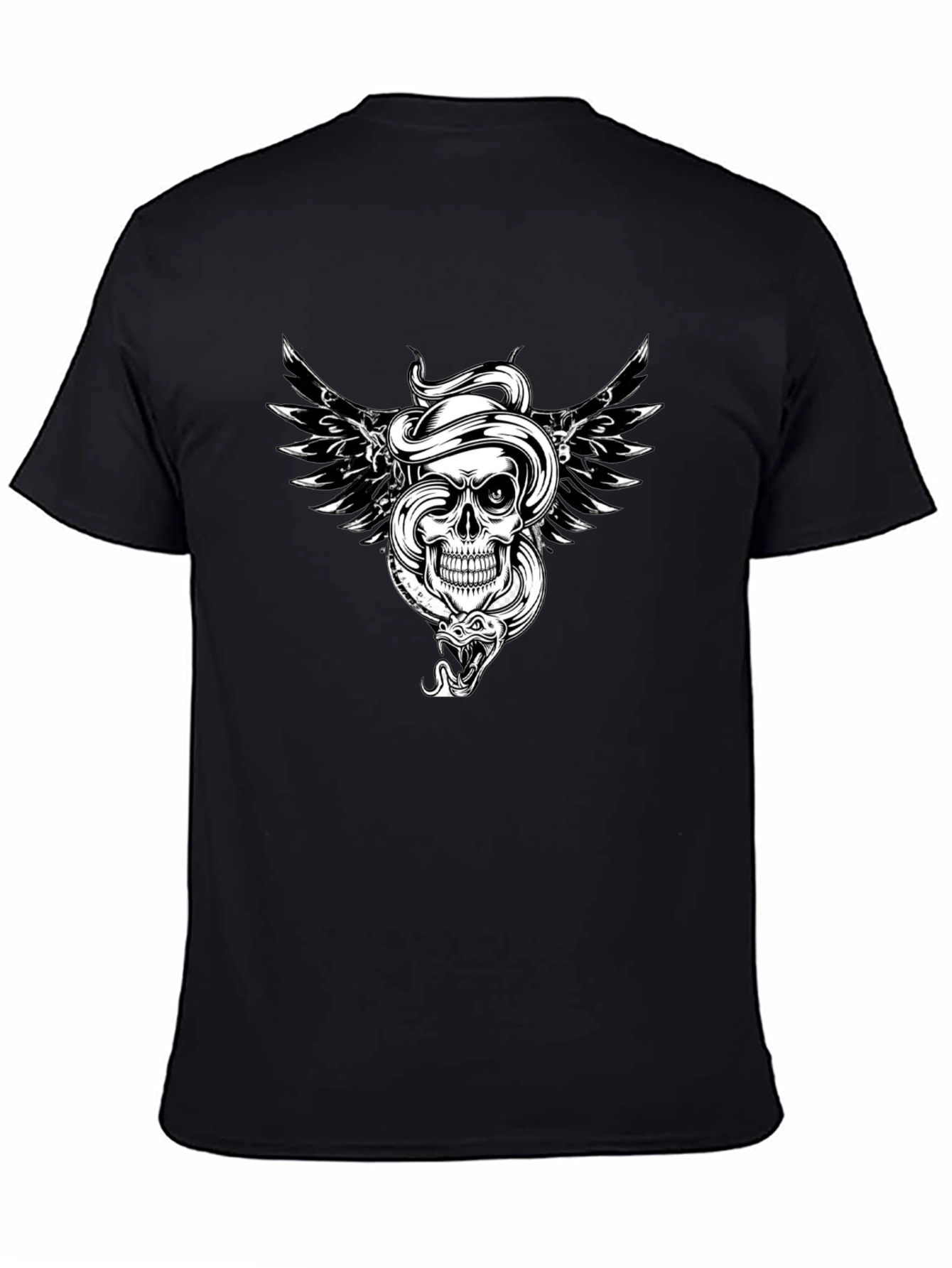 Skull Snake Wings Graphic Tee - Edgy Style
