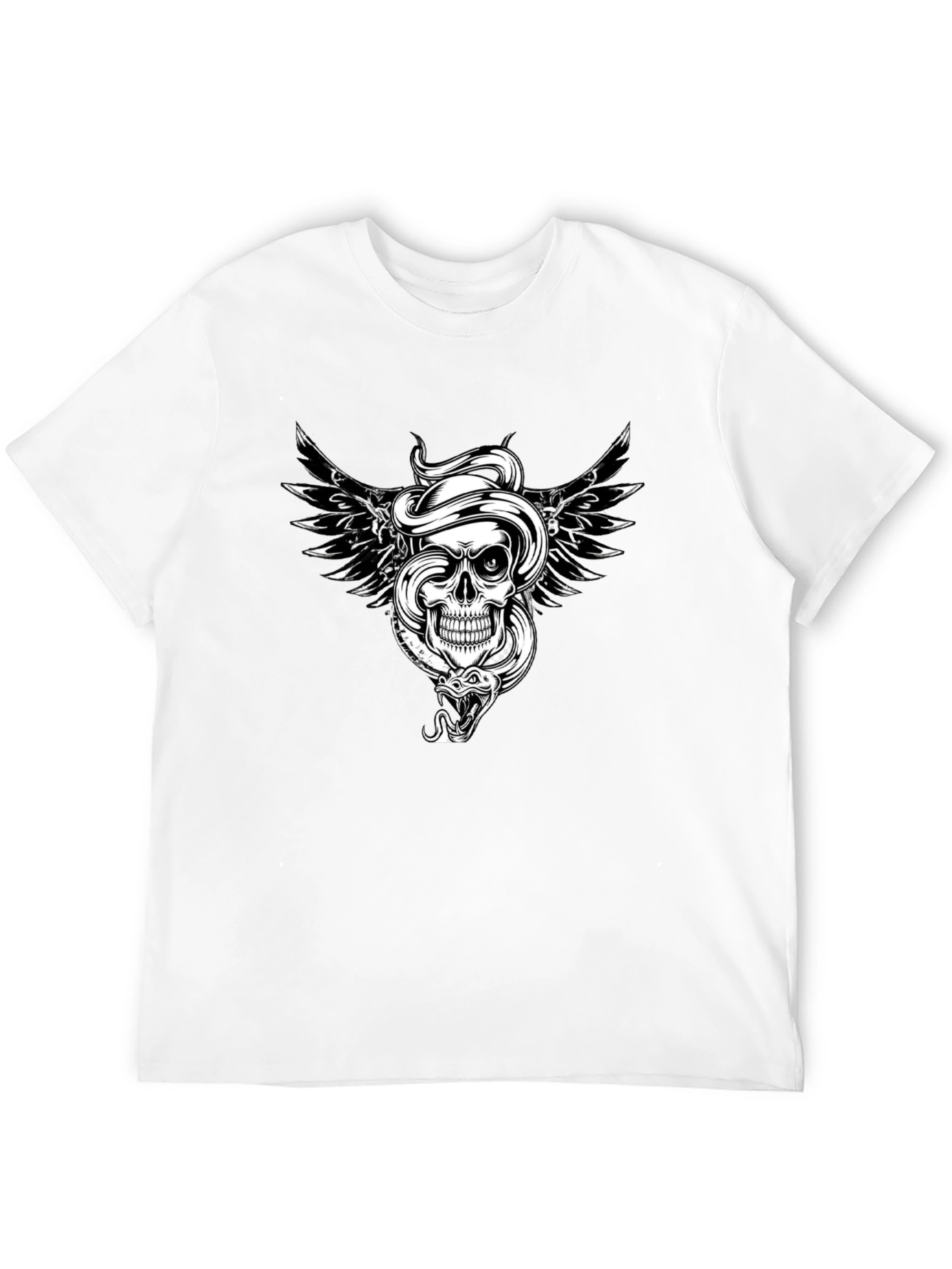 Skull Snake Wings Graphic Tee - Edgy Style
