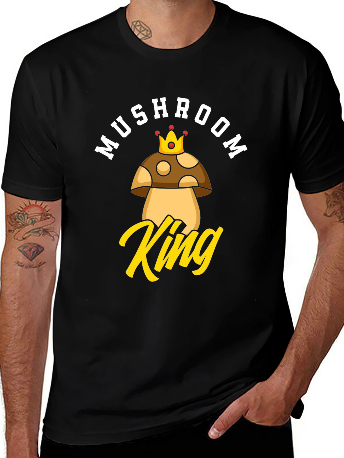 Mushroom King Graphic T-Shirt - Funny Novelty Tee