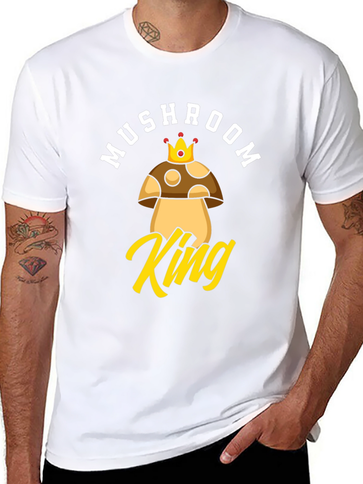 Mushroom King Graphic T-Shirt - Funny Novelty Tee
