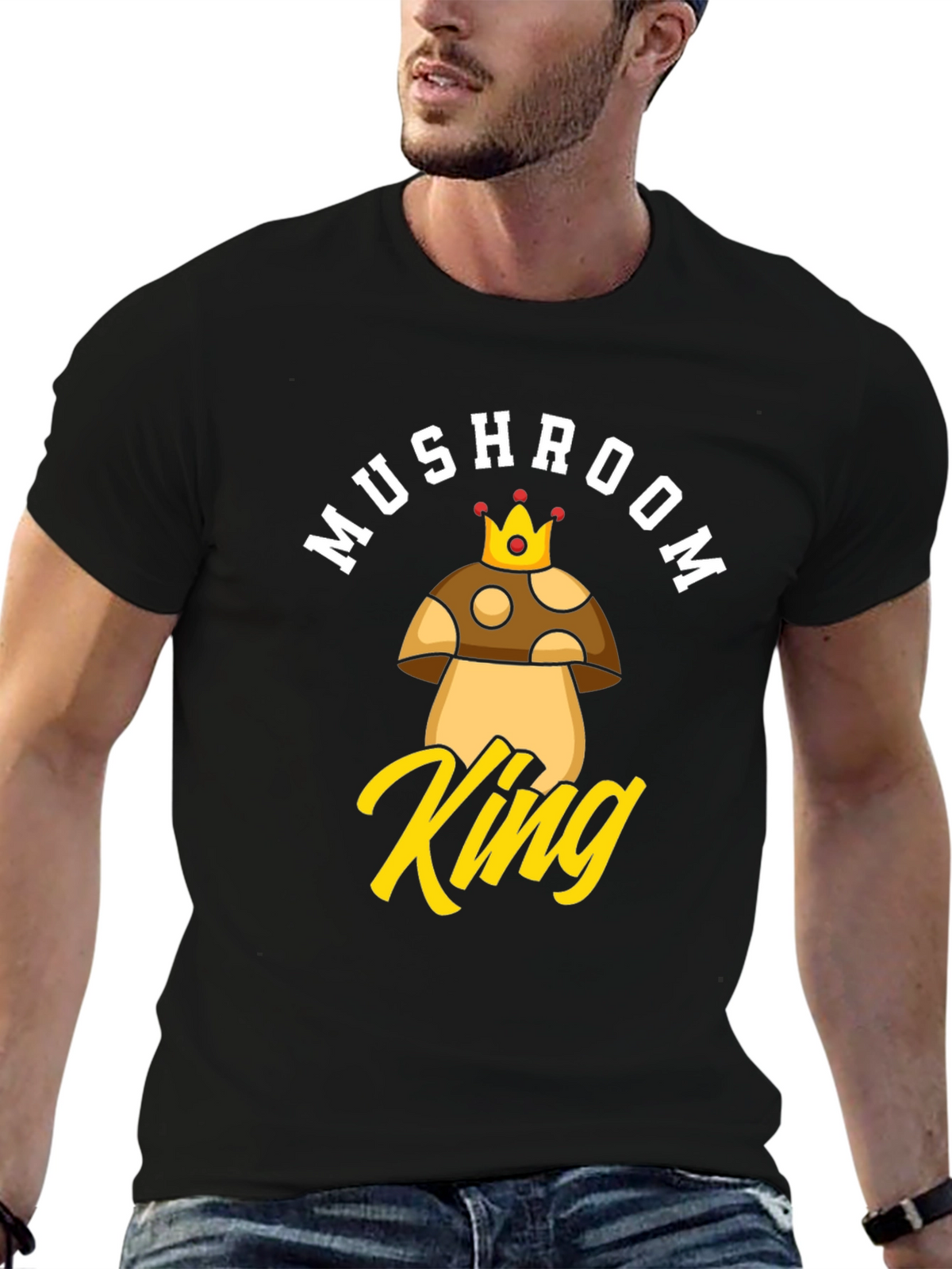 Mushroom King Graphic T-Shirt - Funny Novelty Tee