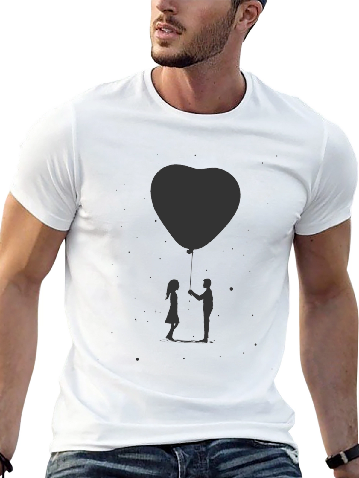 Heart Balloon Graphic Tee - Black