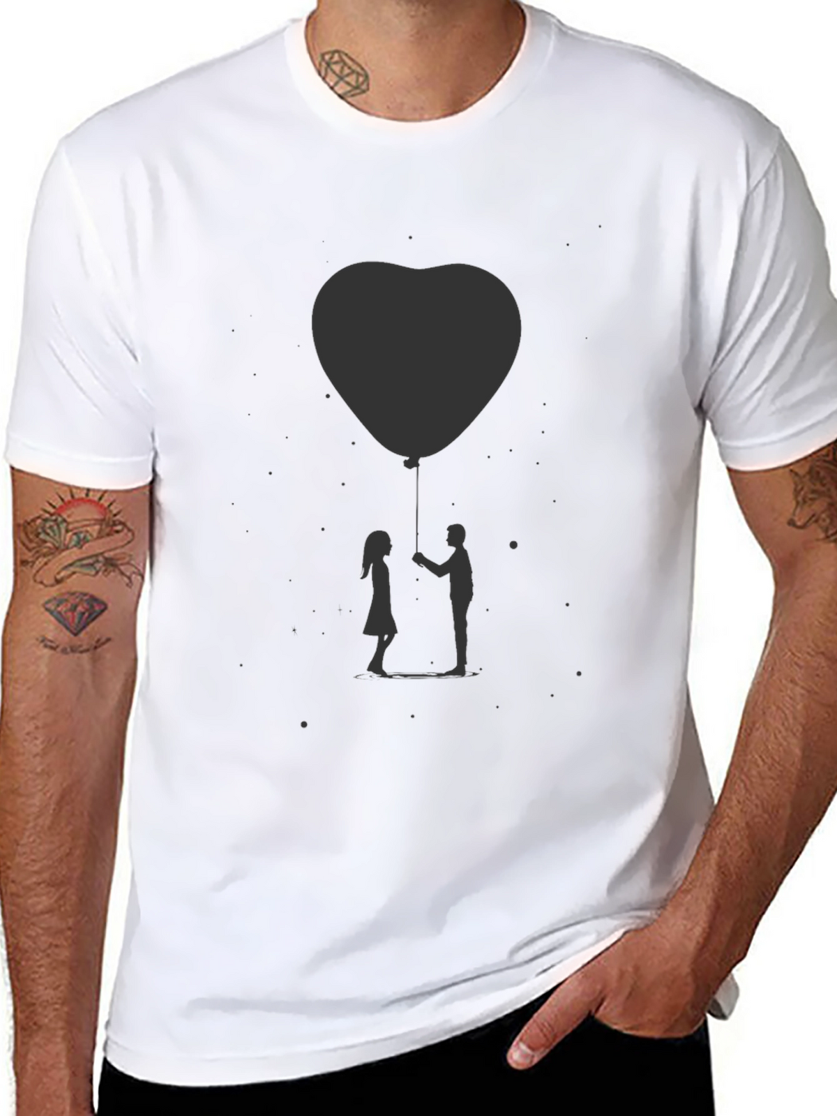 Heart Balloon Graphic Tee - Black