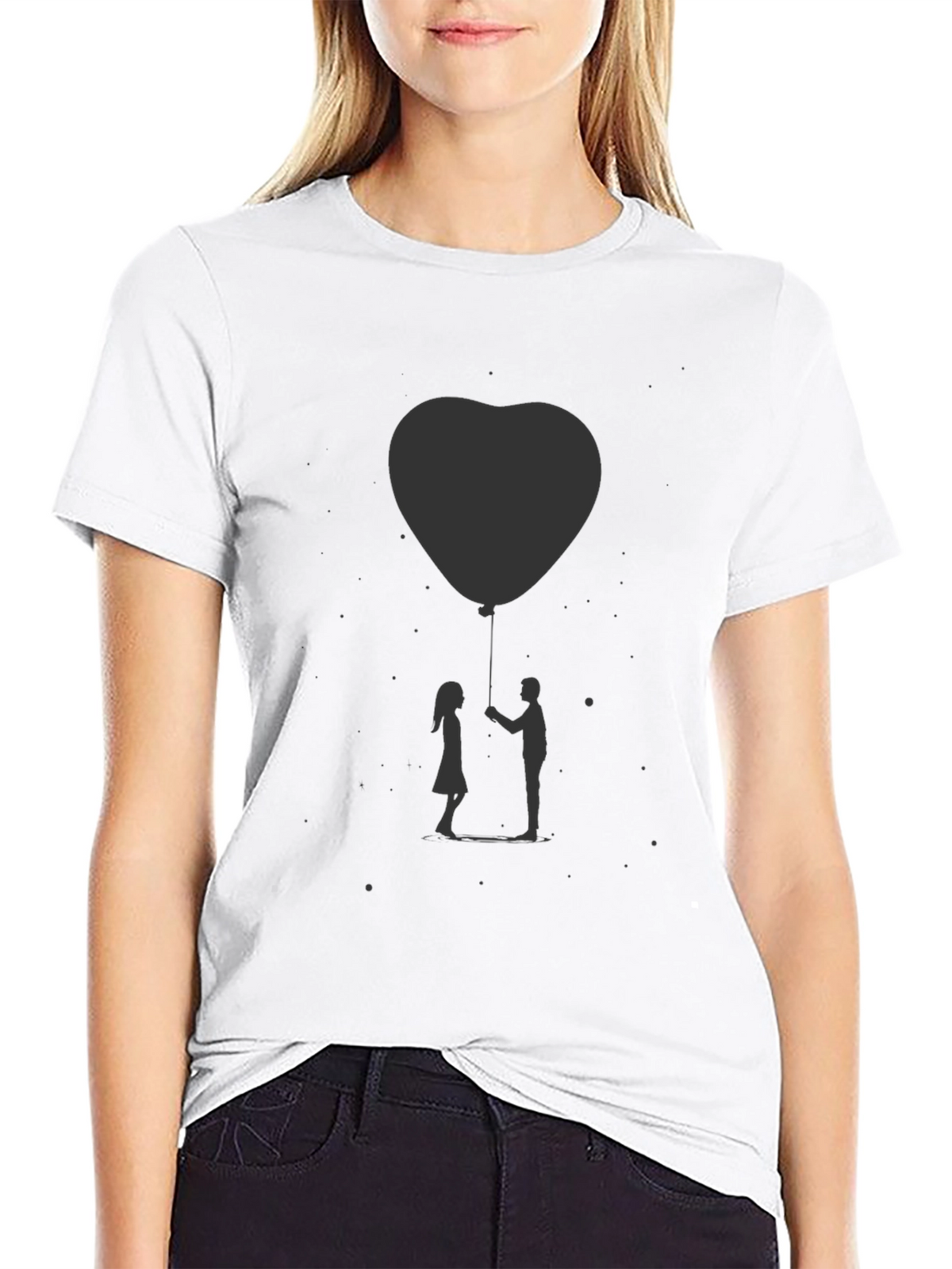 Heart Balloon Graphic Tee - Black
